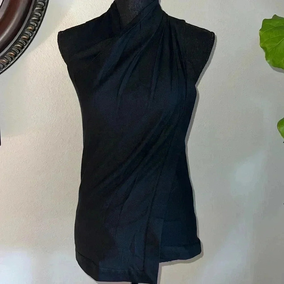 Helmut Lang Women’s Sleeveless Front Draped Lined Top Tunic with Zip Back Black - Picture 16 of 16